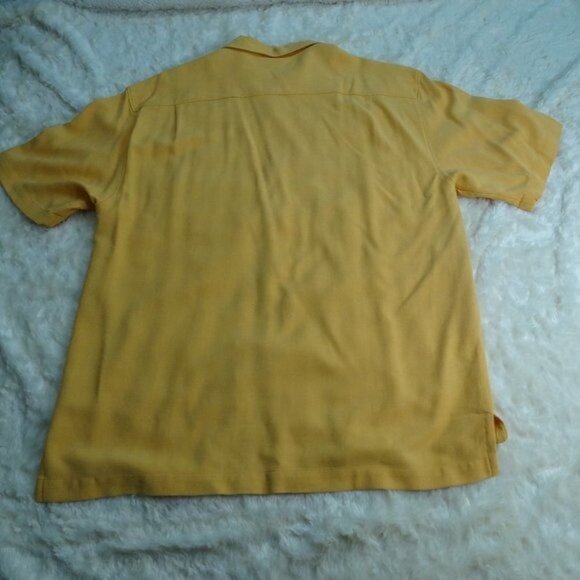 Tommy Bahamas Yellow Full Button Silk Shirt Large - Picture 2 of 5